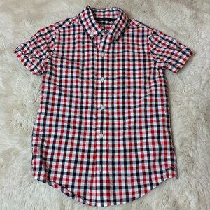 Janie and Jack Red, Blue, and White Checkered Kids Shirt - Size 7